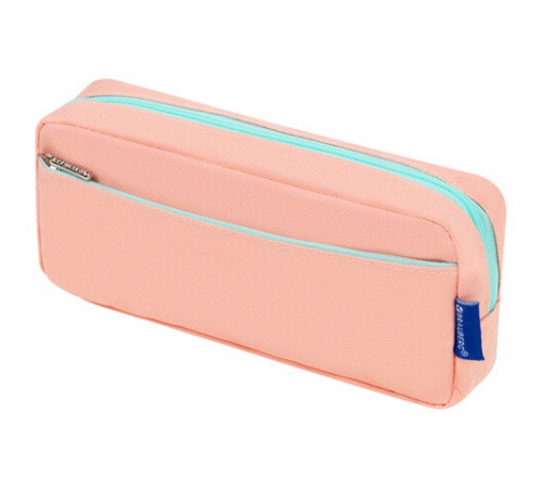 Пенал мягкий BRAUBERG PASTEL, 2 отделения, персиковый, 21х9,5х5 см, 272274