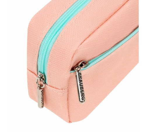 Пенал мягкий BRAUBERG PASTEL, 2 отделения, персиковый, 21х9,5х5 см, 272274