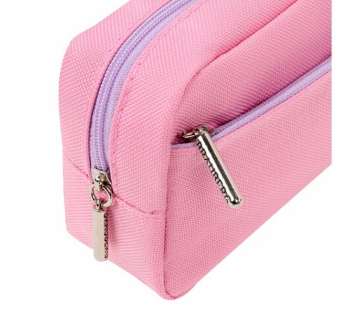 Пенал мягкий BRAUBERG PASTEL, 2 отделения, розовый, 21х9,5х5 см, 272276