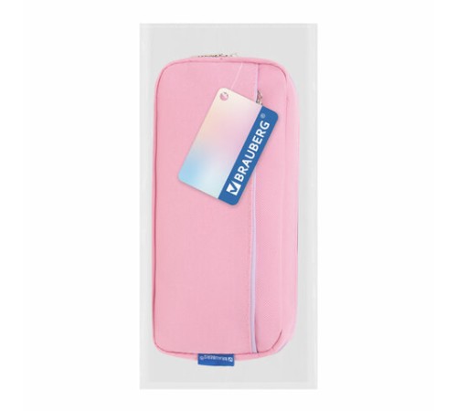 Пенал мягкий BRAUBERG PASTEL, 2 отделения, розовый, 21х9,5х5 см, 272276