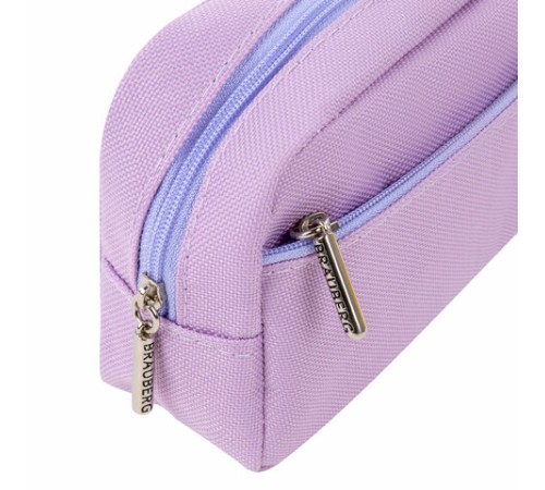 Пенал мягкий BRAUBERG PASTEL, 2 отделения, фиолетовый, 21х9,5х5 см, 272278