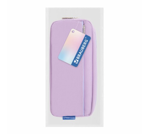 Пенал мягкий BRAUBERG PASTEL, 2 отделения, фиолетовый, 21х9,5х5 см, 272278