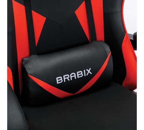 Кресло компьютерное BRABIX "Dexter GM-135", подножка, две подушки, экокожа, черное/красное, 532799 Кресло компьютерное BRABIX "Dexter GM-135", подножка, две подушки, экокожа, черное/красное, 532799