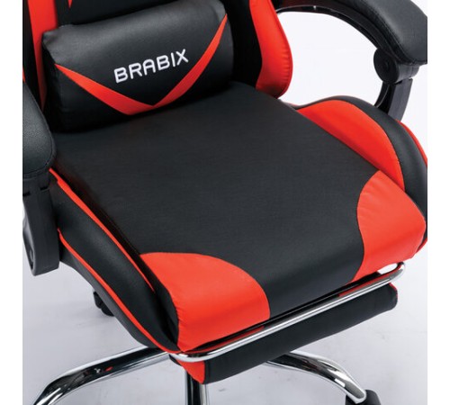 Кресло компьютерное BRABIX "Dexter GM-135", подножка, две подушки, экокожа, черное/красное, 532799 Кресло компьютерное BRABIX "Dexter GM-135", подножка, две подушки, экокожа, черное/красное, 532799