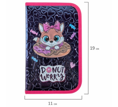 Пенал ЮНЛАНДИЯ, 1 отделение, металлизированный картон, конгрев, 19х11 см, 