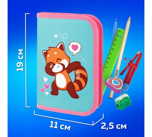 Пенал ПИФАГОР, 1 отделение, полиэстер, 19х13 см, 