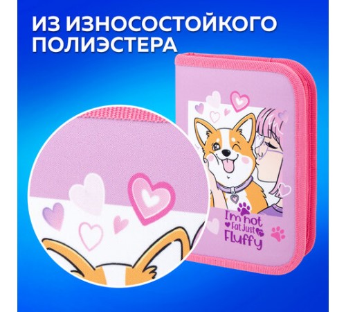 Пенал ПИФАГОР, 1 отделение, полиэстер, 19х13 см, 