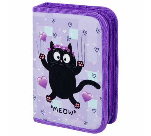 Пенал ПИФАГОР, 1 отделение, 2 откидные планки, полиэстер, 20х14 см, 