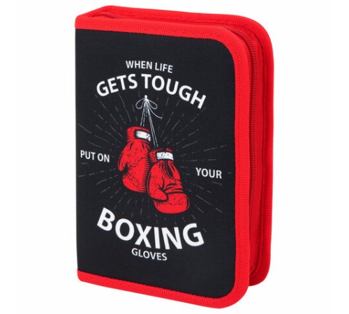 Пенал ПИФАГОР, 1 отделение, 2 откидные планки, полиэстер, 20х14 см, 