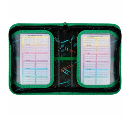 Пенал ПИФАГОР, 1 отделение, 2 откидные планки, полиэстер, 20х14 см, 