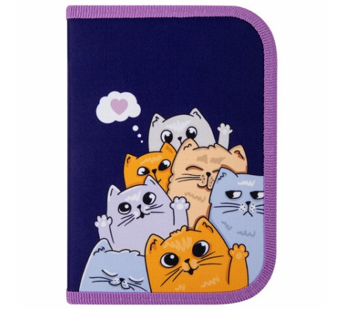 Пенал ПИФАГОР, 1 отделение, 1 откидная планка, полиэстер, 19х13 см, 