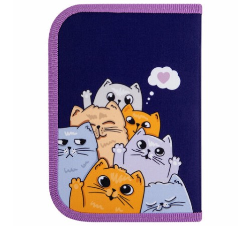 Пенал ПИФАГОР, 1 отделение, 1 откидная планка, полиэстер, 19х13 см, 