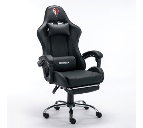 Кресло компьютерное BRABIX "Dexter GM-135", подножка, две подушки, экокожа, черное, 532800 Кресло компьютерное BRABIX "Dexter GM-135", подножка, две подушки, экокожа, черное, 532800