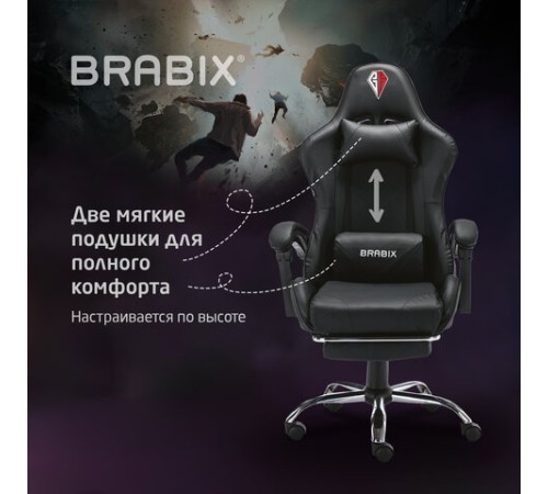 Кресло компьютерное BRABIX "Dexter GM-135", подножка, две подушки, экокожа, черное, 532800 Кресло компьютерное BRABIX "Dexter GM-135", подножка, две подушки, экокожа, черное, 532800
