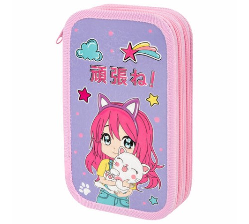 Пенал ЮНЛАНДИЯ, 2 отделения, ламинированный картон, конгрев, 19х11 см, 