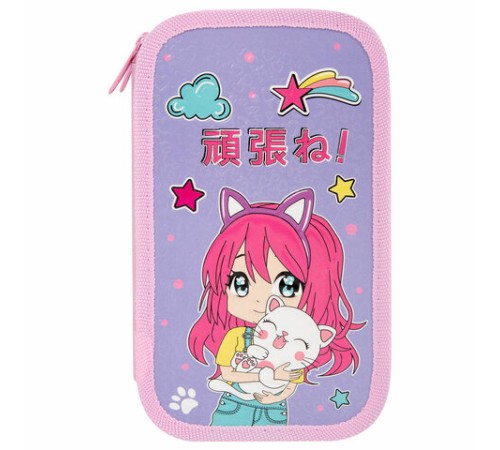 Пенал ЮНЛАНДИЯ, 2 отделения, ламинированный картон, конгрев, 19х11 см, 