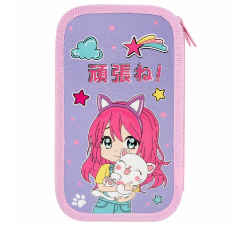 Пенал ЮНЛАНДИЯ, 2 отделения, ламинированный картон, конгрев, 19х11 см, 