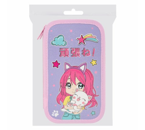 Пенал ЮНЛАНДИЯ, 2 отделения, ламинированный картон, конгрев, 19х11 см, 