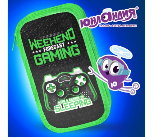 Пенал ЮНЛАНДИЯ, 2 отделения, ламинированный картон, конгрев, 19х11 см, 