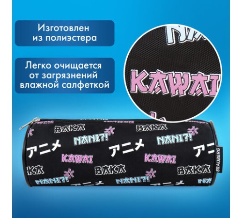 Пенал-косметичка BRAUBERG, Anime, черный, 20х7х7 см, 272295