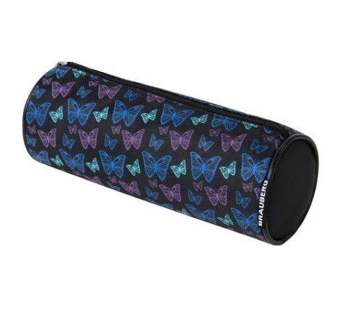 Пенал-косметичка BRAUBERG, Butterflies, черный, 20х7х7см, 272296