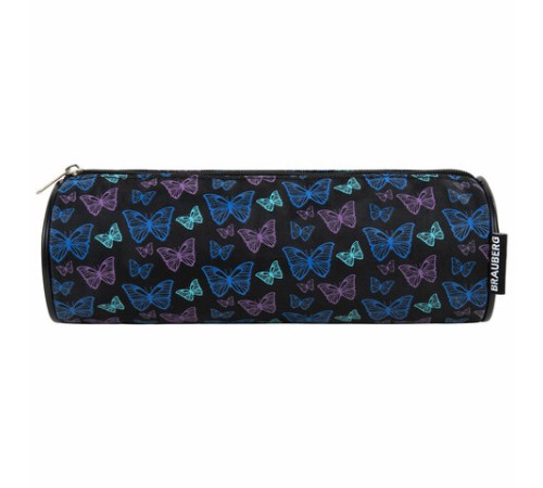 Пенал-косметичка BRAUBERG, Butterflies, черный, 20х7х7см, 272296