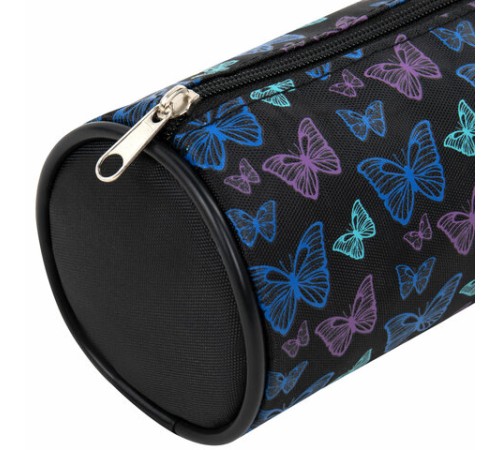 Пенал-косметичка BRAUBERG, Butterflies, черный, 20х7х7см, 272296