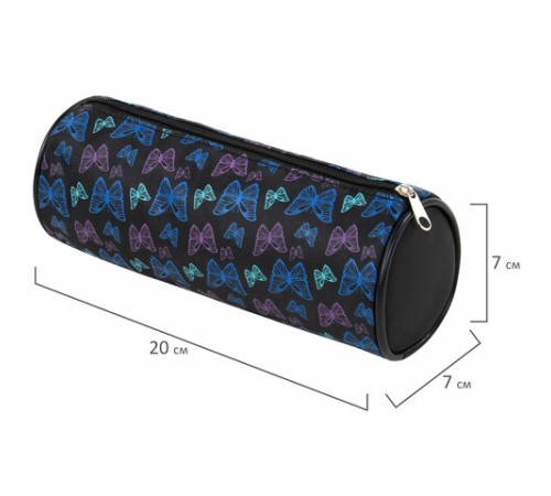 Пенал-косметичка BRAUBERG, Butterflies, черный, 20х7х7см, 272296