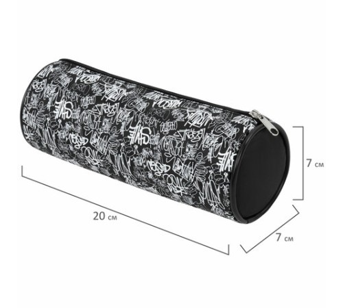 Пенал-косметичка BRAUBERG, Graffiti, черный, 20х7х7см, 272297