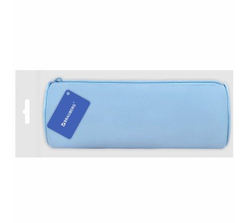 Пенал-тубус BRAUBERG, с эффектом Soft Touch, мягкий, пастельно-голубой, 22х8 см, 272300
