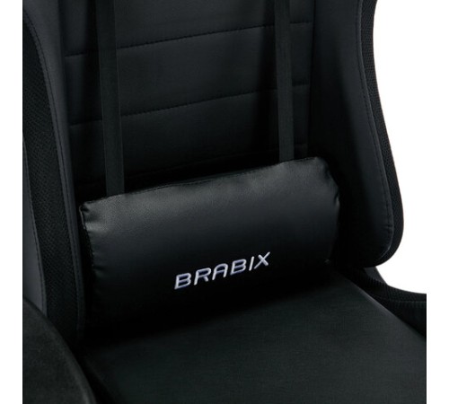 Кресло компьютерное BRABIX "Lumen GM-150 RGB", подсветка, две подушки, экокожа, черное, 532801