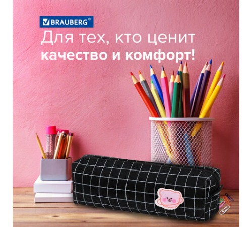 Пенал BRAUBERG, 1 отделение, полиэстер, 