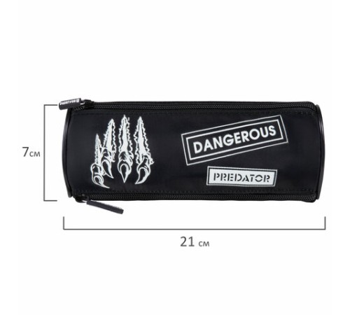 Пенал BRAUBERG, 3 отделения, нейлон, 21х7х7 см, 