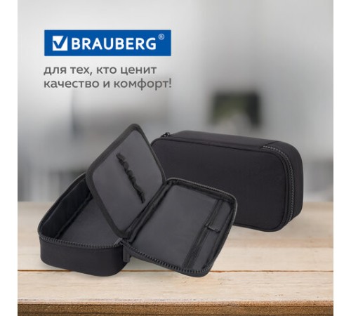 Пенал-органайзер BRAUBERG, 1 отделение, органайзер, полиэстер, 22х11,5x6 см, черный, 272309