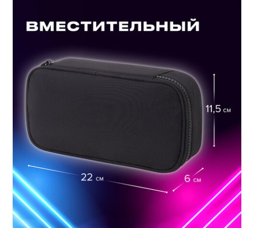Пенал-органайзер BRAUBERG, 1 отделение, органайзер, полиэстер, 22х11,5x6 см, черный, 272309
