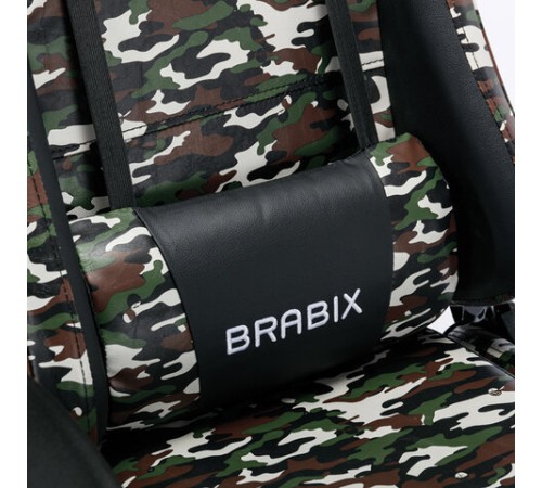 Кресло компьютерное BRABIX "Military GM-140", две подушки, экокожа, черное с рисунком милитари, 532802