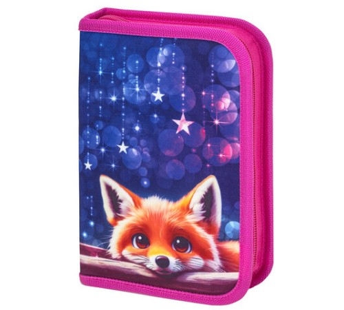 Пенал BRAUBERG, 1 отделение, 2 откидные планки, полиэстер, 21х14 см, Cute fox, 272318