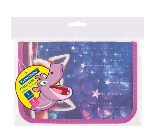 Пенал BRAUBERG, 1 отделение, 2 откидные планки, полиэстер, 21х14 см, Cute fox, 272318