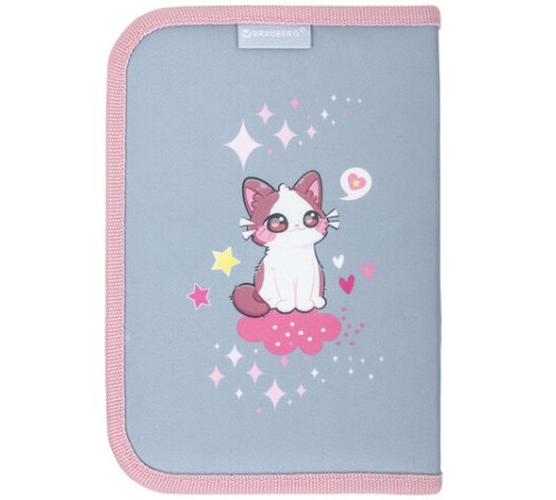 Пенал BRAUBERG, 1 отделение, 2 откидные планки, полиэстер, 21х14 см, 