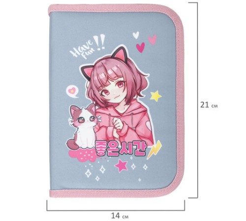 Пенал BRAUBERG, 1 отделение, 2 откидные планки, полиэстер, 21х14 см, 