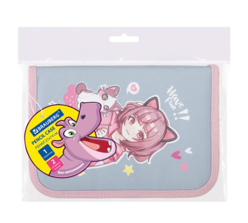 Пенал BRAUBERG, 1 отделение, 2 откидные планки, полиэстер, 21х14 см, 