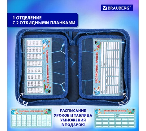 Пенал BRAUBERG, 1 отделение, 2 откидные планки, полиэстер, 21х14 см, Digital lava, 272320