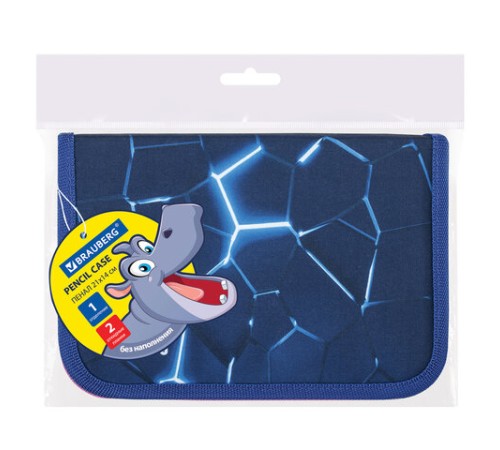 Пенал BRAUBERG, 1 отделение, 2 откидные планки, полиэстер, 21х14 см, Digital lava, 272320