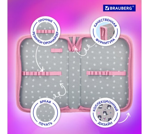 Пенал BRAUBERG, 1 отделение, полиэстер, 21х14 см, 