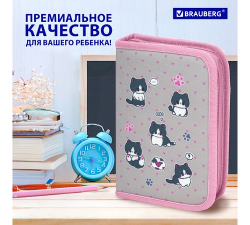 Пенал BRAUBERG, 1 отделение, полиэстер, 21х14 см, 