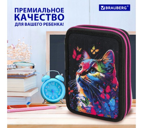 Пенал BRAUBERG, 2 отделения, полиэстер, 21х14 см, 