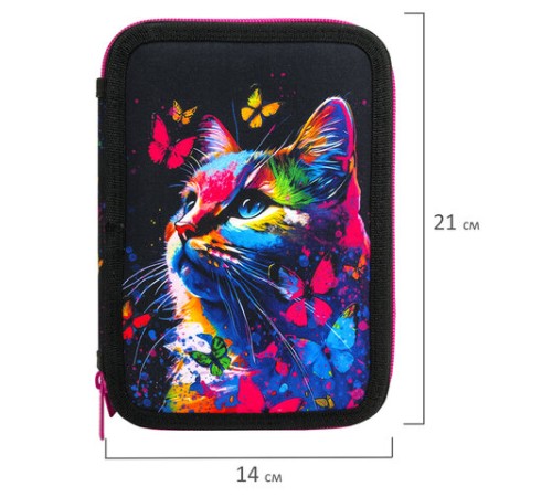 Пенал BRAUBERG, 2 отделения, полиэстер, 21х14 см, 