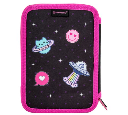 Пенал BRAUBERG, 3 отделения, полиэстер, 21х14 см, 