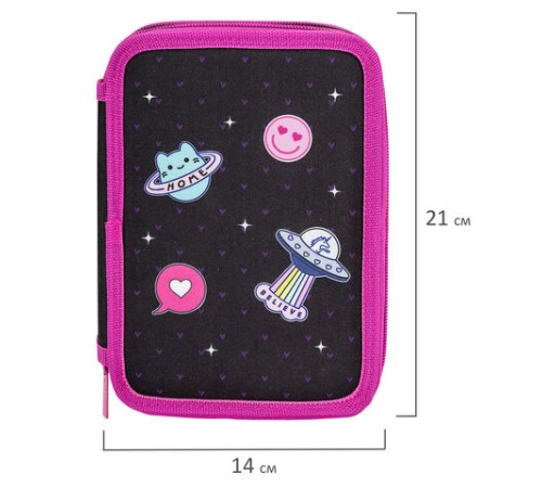 Пенал BRAUBERG, 3 отделения, полиэстер, 21х14 см, 