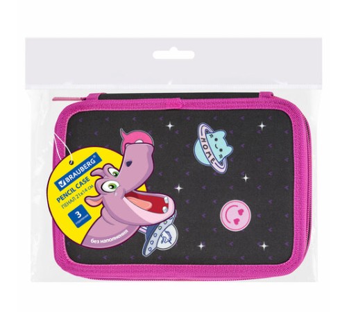 Пенал BRAUBERG, 3 отделения, полиэстер, 21х14 см, 